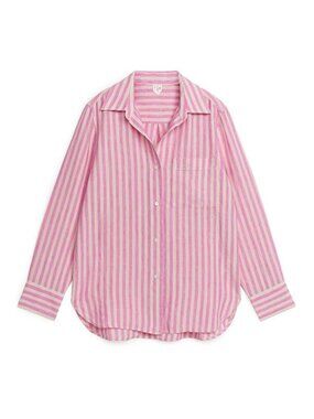 Arket Pink Stripe 100% Linen Shirt